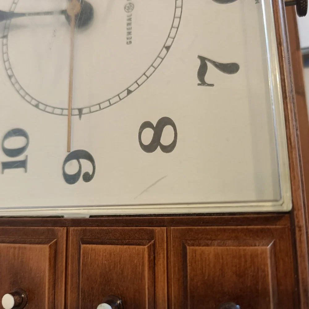 Vtg GE Hanging Electric Wall Clock Model #2129 Chest of Drawers, Tested‎ Works